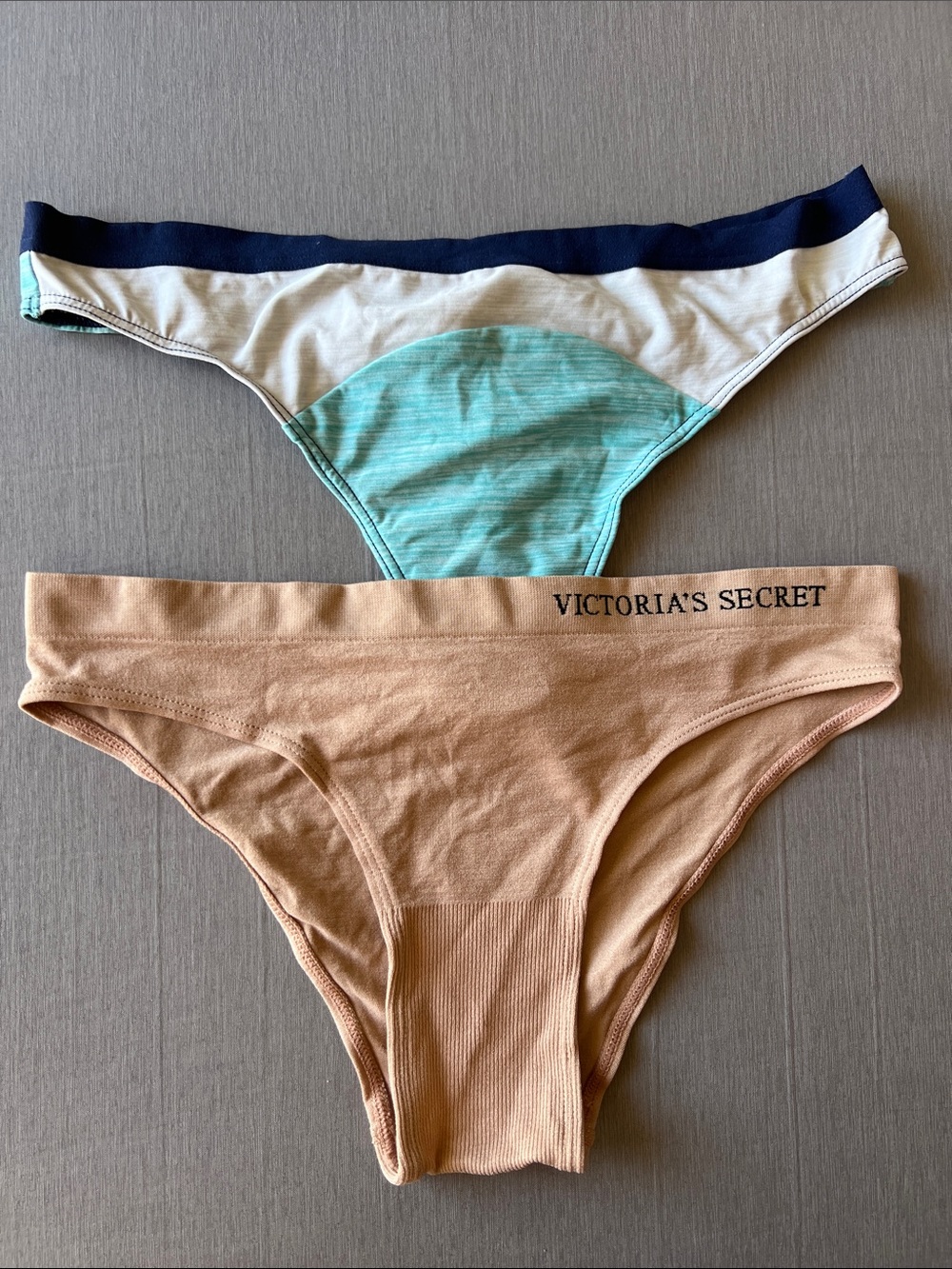 Victoria's Secret panty in Tan and Light Aqua